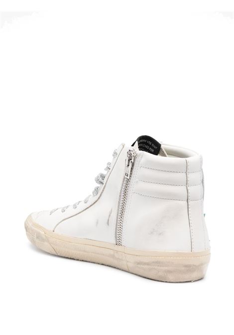 white pink and blue Slide high-top sneakers leather distressed effect GOLDEN GOOSE | GWF00115-F00470782338